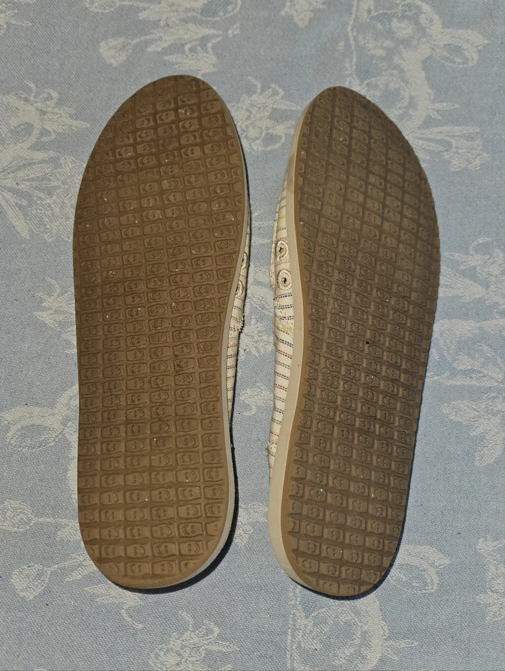 Sanuk Women's Multistripe Canvas Slip-Ons in Cream and Pastel Stripes